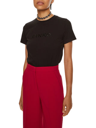 Pinko T-shirt manica corta Start con ricamo logo nero