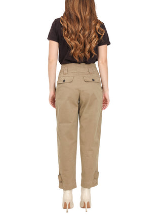 Pinko pantaloni cargo Globo in rasatello stretch beige