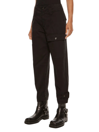 Pinko pantaloni cargo Globo in rasatello stretch nero