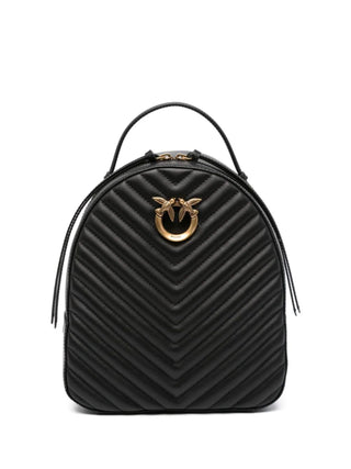 Pinko zaino Love Click Classic in pelle trapuntata chevron nero oro