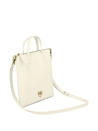 Pinko borsa Mini Shopper con tracolla in pelle bianco