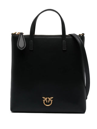 Pinko borsa Mini Shopper con tracolla in pelle nero oro