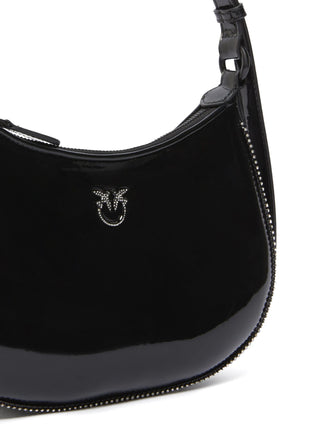 Pinko borsa Half Moon Mini in vernice con strass nero