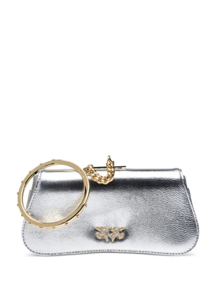 Pinko pochette Marpesia clutch in pelle laminata argento