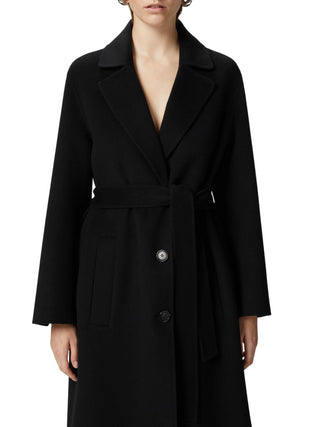 Pinko cappotto Cornice in lana con cintura nero