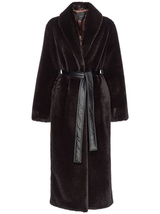 Pinko cappotto lungo Comore in ecopelliccia similvisone marrone