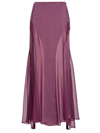 Pinko gonna lunga Saint Luis in raso e chiffon viola