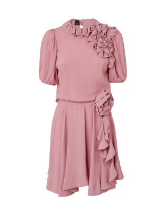 Pinko abito corto Bayonne in crepe con volant rosa