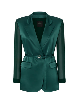 Pinko giacca blazer satin Gagny con cintina verde