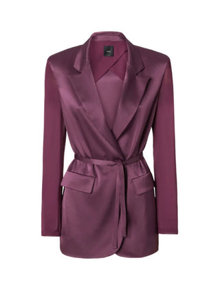 Pinko giacca blazer satin Gagny con cintina viola