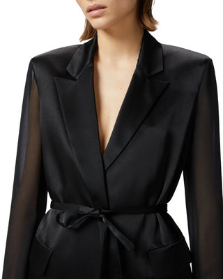 Pinko giacca blazer satin Gagny con cintina nero