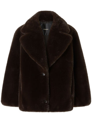 Pinko cappotto caban Alighieri in ecopelliccia marrone