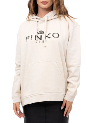 Pinko felpa con cappuccio Bassani beige