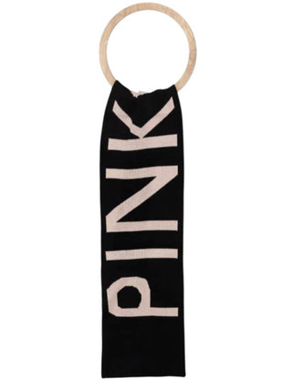 Pinko sciarpa con logo jacquard nero rosa