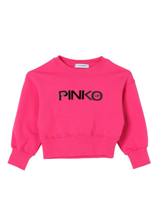 Pinko Kids felpa girocollo con logo fucsia