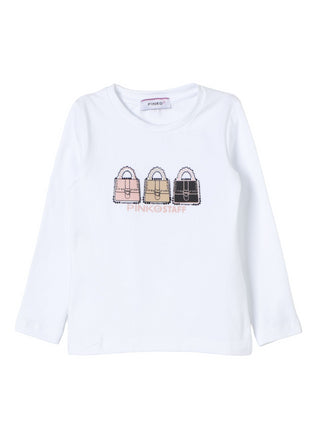 Pinko Kids T-shirt manica lunga in jersey con stampa bianco