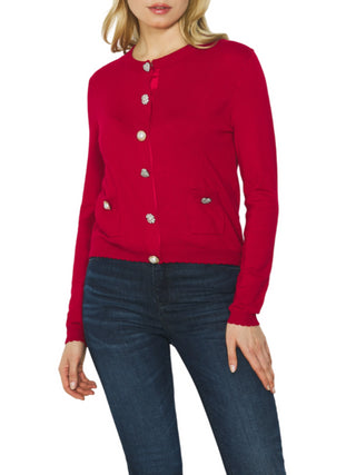 Relish cardigan Cornelia con bottoni gioiello rosso