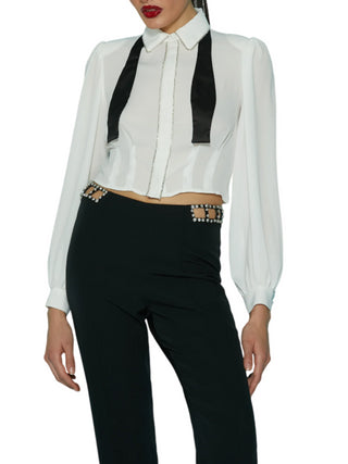 Relish camicia Edwin con strass e cravatta bianco