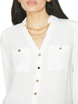 Relish camicia Sugillite manica lunga con catenella bianco latte