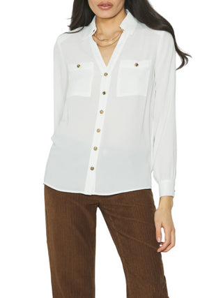 Relish camicia Sugillite manica lunga con catenella bianco latte