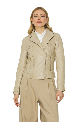 Relish giubbino Wendy in ecopelle trapuntata beige