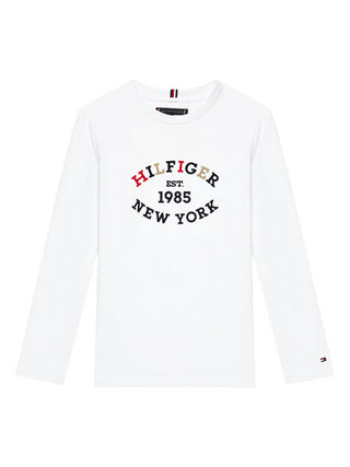 Tommy Hilfiger T-shirt manica lunga in jersey con logo bianco