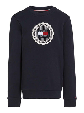 Tommy Hilfiger felpa girocollo con logo Teddy blu