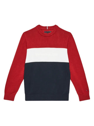 Tommy Hilfiger maglia colorblock con logo rosso blu bianco