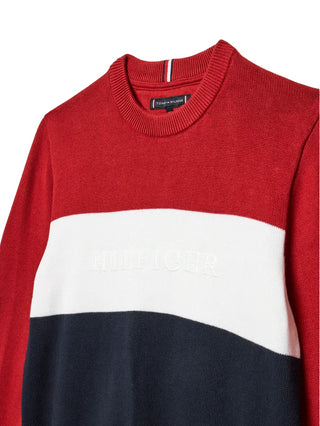 Tommy Hilfiger maglia colorblock con logo rosso blu bianco