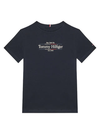 Tommy Hilfiger T-shirt manica corta con stampa logo blu