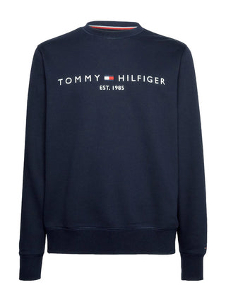 Tommy Hilfiger felpa girocollo con logo ricamato blu