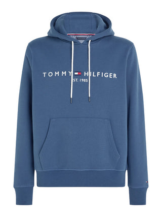 Tommy Hilfiger felpa con cappuccio e logo ricamato azzurro