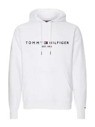 Tommy Hilfiger felpa con cappuccio e logo ricamato bianco