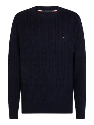 Tommy Hilfiger maglia in cotone con trecce blu