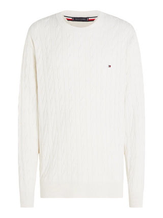 Tommy Hilfiger maglia in cotone con trecce bianco