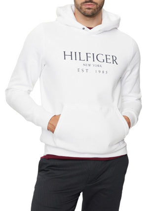 Tommy Hilfiger felpa con cappuccio stampa logo bianco