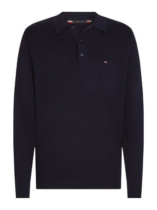 Tommy Hilfiger polo manica lunga in misto cashmere blu