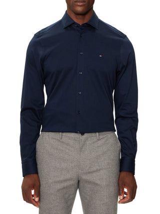 Tommy Hilfiger camicia manica lunga in cotone blu