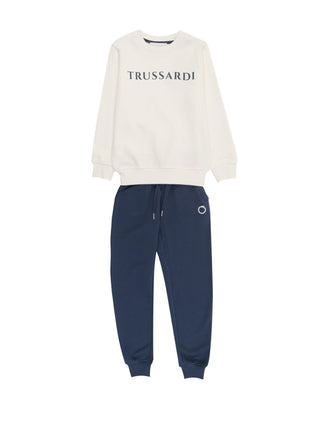 Trussardi completo di tuta felpa e pantaloni bianco blu