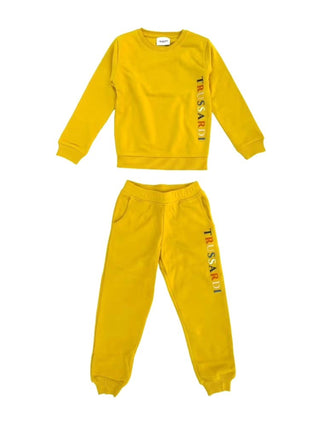 Trussardi completo di tuta felpa e pantaloni con logo giallo