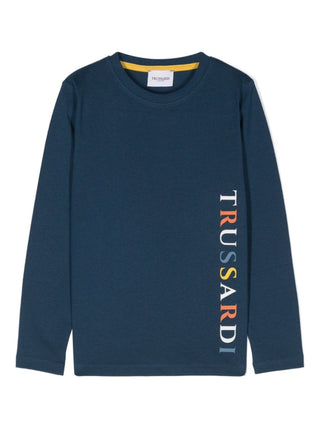 Trussardi T-shirt manica lunga Goodes con logo blu