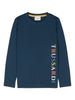 trussardi-t-shirt-manica-lunga-goodes-con-logo-blu