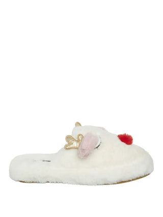 Vero Moda ciabatte in tessuto furry con renna bianco