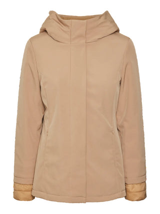 Vero Moda giubbino imbottito in softshell con cappuccio cammello