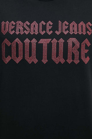 Versace Jeans Couture T-shirt manica corta con logo strass nero