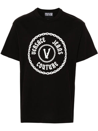 Versace Jeans Couture T-shirt manica corta stampa logo Chain nero