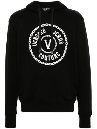 Versace Jeans Couture felpa con cappuccio stampa logo Chain nero