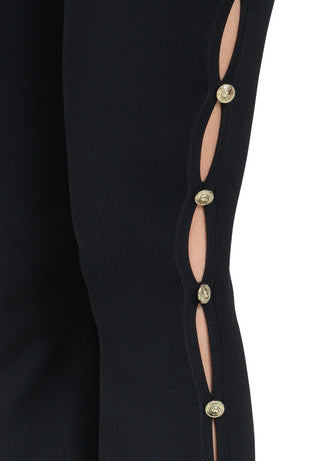 Versace Jeans Couture pantaloni flare in maglia con bottoncini nero oro