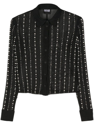 Versace Jeans Couture camicia manica lunga in tulle con perline nero