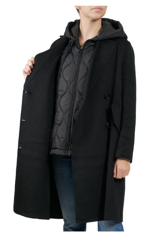 Vicolo cappotto doppiopetto con gilet imbottito nero